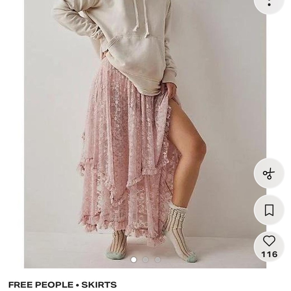 ISO Free People Blush Lace High-Low FRENCH COURTSHIP skirt XS